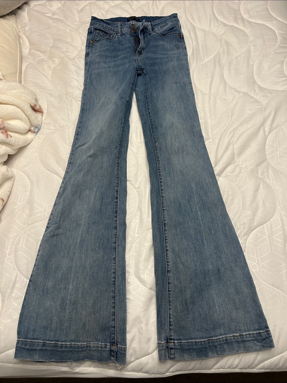 Women's Blue Flare Jeans - Classic High-Rise Stretch